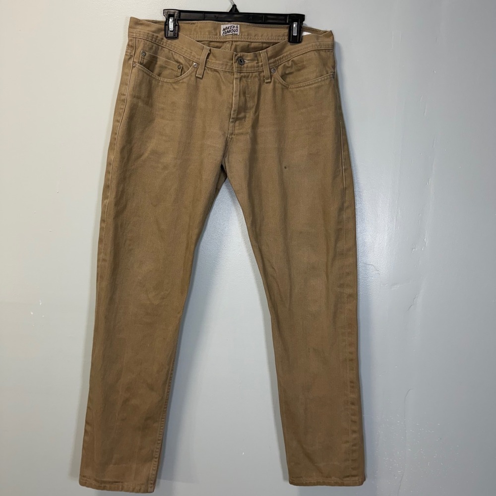Naked & Famous Weird Guy Selvedge  Khaki Tan Jeans Denim Pants 36x31 013991